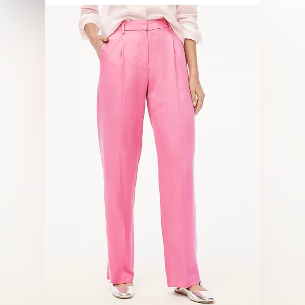 NWT J Crew Factory Wide-leg pleated twill trouser pant Mauve Pink Size 20